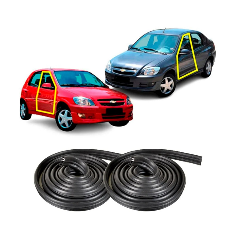 Jogo de Borracha de Vedação de Porta Compatível Celta e Prisma – 2 e 4 Portas | Vedação Perfeita