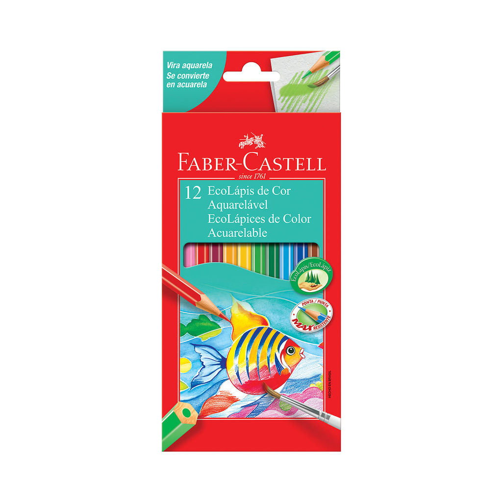 Lápis de Cor Faber-Castell Ecolápis Aquarelável 12 Cores