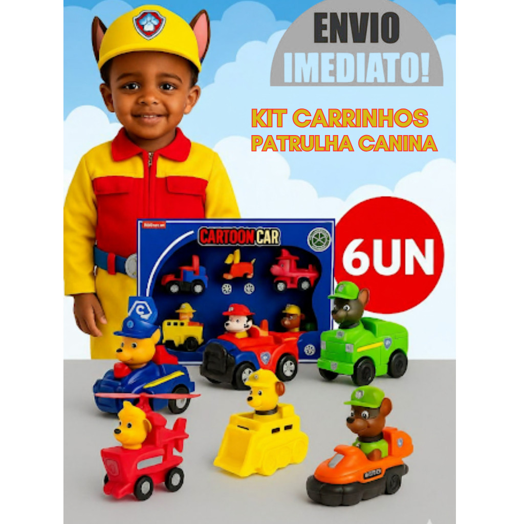 Detalhes do Kit 3/6/9 Carrinho Patrulha Canina Brinquedo Coleção Fricção Brinquedos Corrida Infantil Criança - Envio Imediato