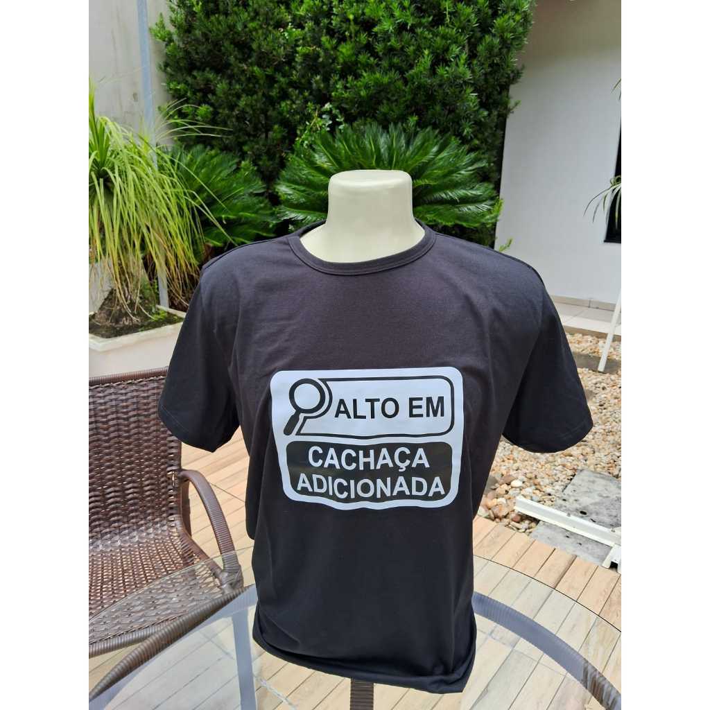 Camiseta Masculina Estampada Verão -  Com Frase Alto Teor Em Cachaça - ENVIO IMEDIATO