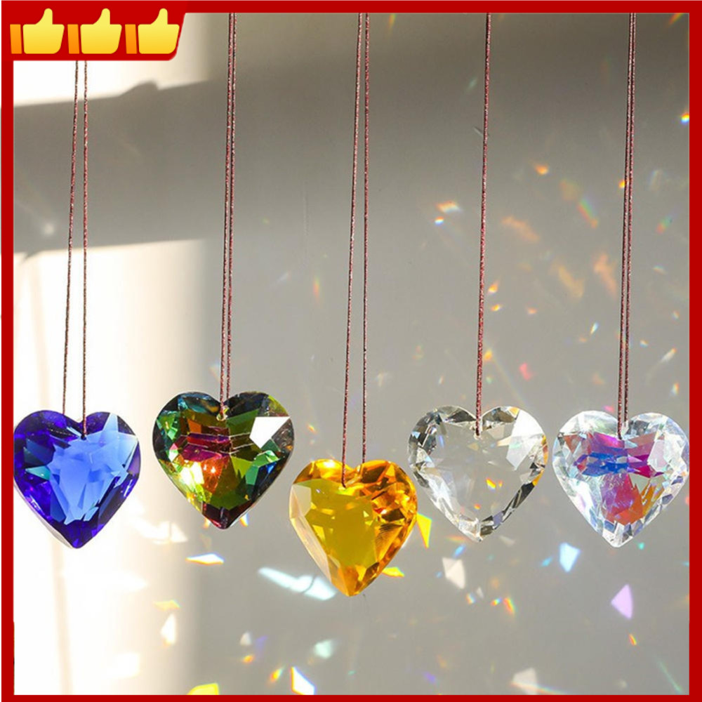 Coletores De Sol Coloridos De Cristal De Coração , Pingentes De Prisma De Fabricante De Arco-Íris Pendurados Em Janela P
