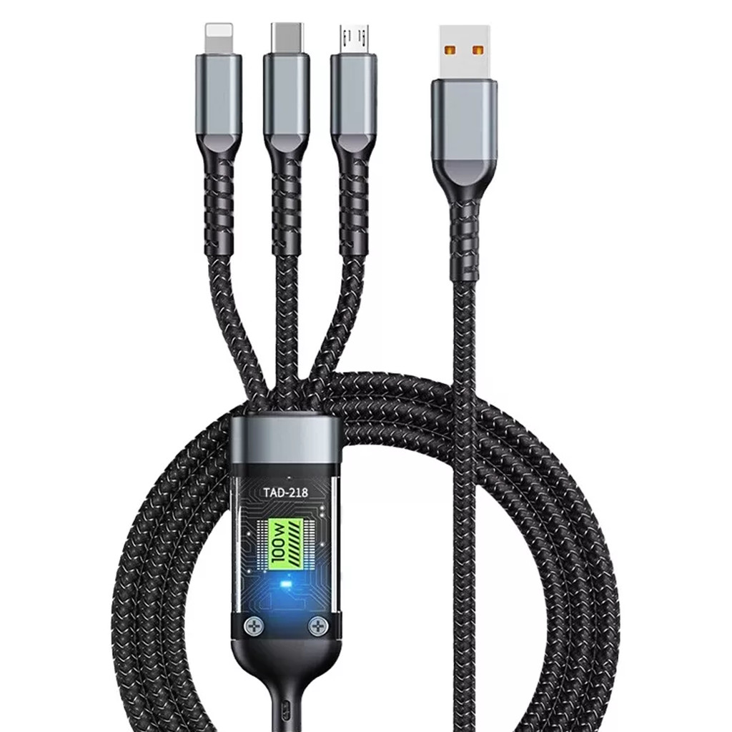 Cabo 3 em 1 Carregador Turbo Rápido 100W iPhone Android Tipo C Inova em Oferta na Shopee