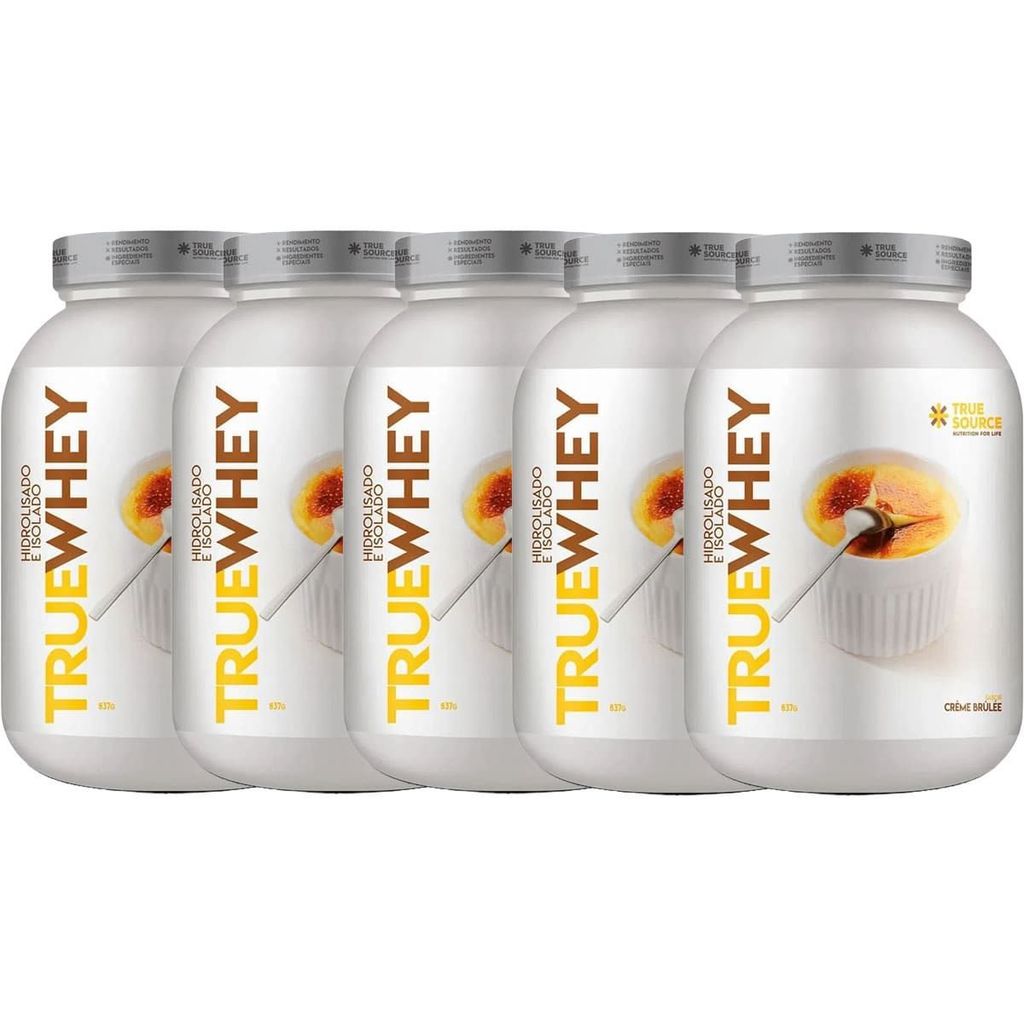 Kit 5X True Whey Protein Hidrolisado e Isolado - 837g Vanilla Crème Brûllè - True Source