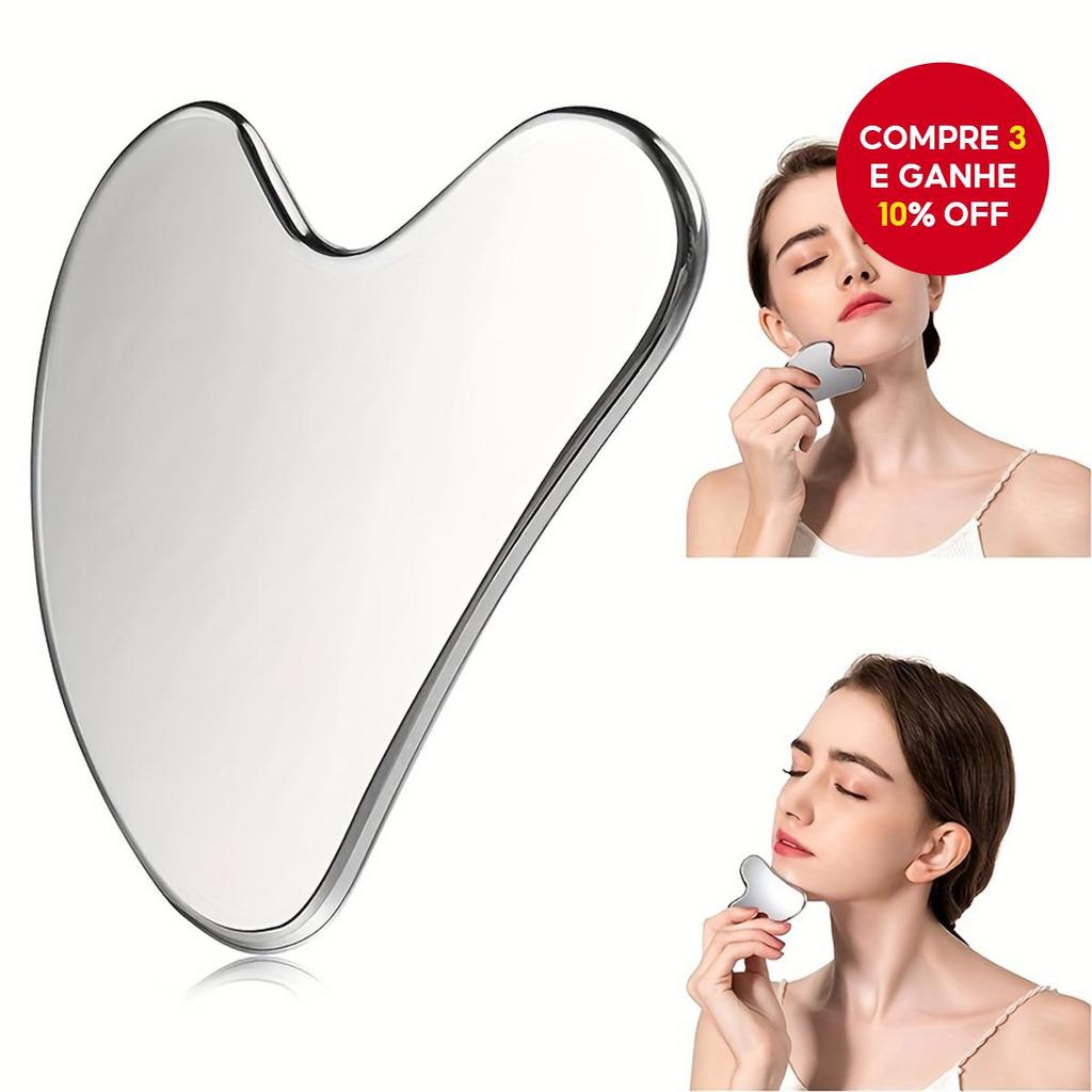 Placa Gua Sha De Aço Inoxidável : Ferramenta Natural De Massagem Facial Para Cuidados Com A Pele E Contorno