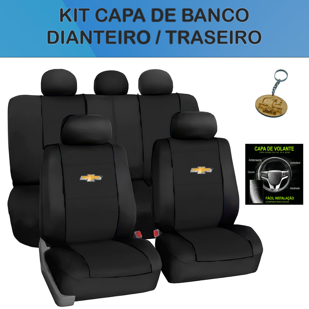 Capas De Couro Para Bancos de Carro Chevrolet Onix Celta Prisma + Capa Volante + Chaveiro