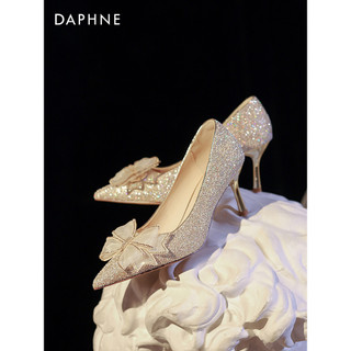 Daphne cristal sapatos de salto alto feminino primavera outono 2026 Stiletto apontou sapatos de casamento feminino arco 