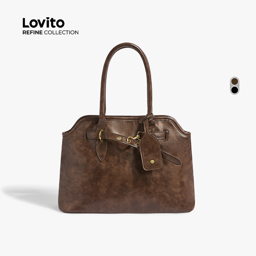 (Lovito Refine) Bolsa de Ombro Elegante e Simples para Mulheres LR19E407 em Oferta na Shopee