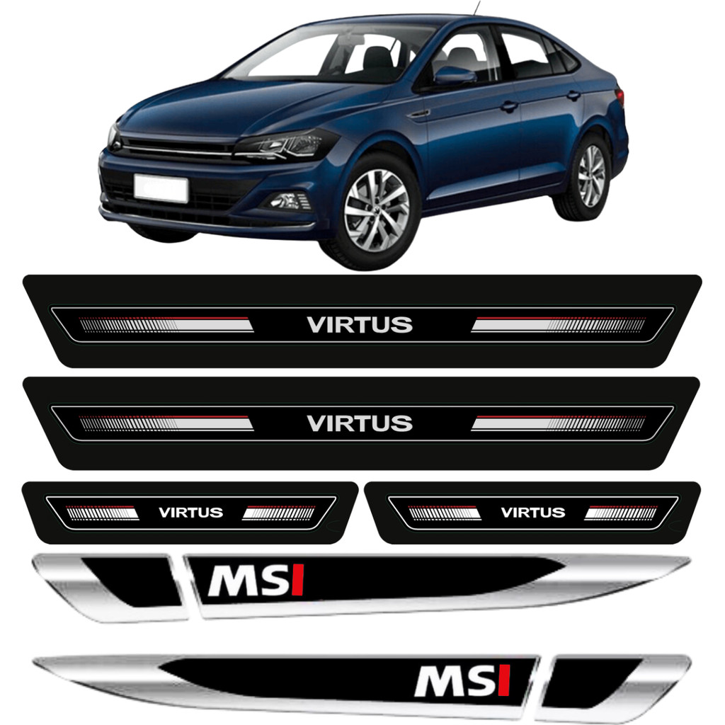 Kit Volkswagen Soleira Speed Virtus Protetor Porta Aplique Lateral MSI Resinado