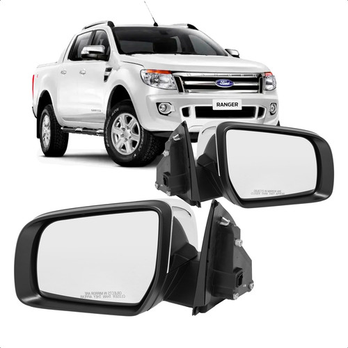 Retrovisor Ranger 2013 A 2023 Eletrico Cromado Sem Pisca