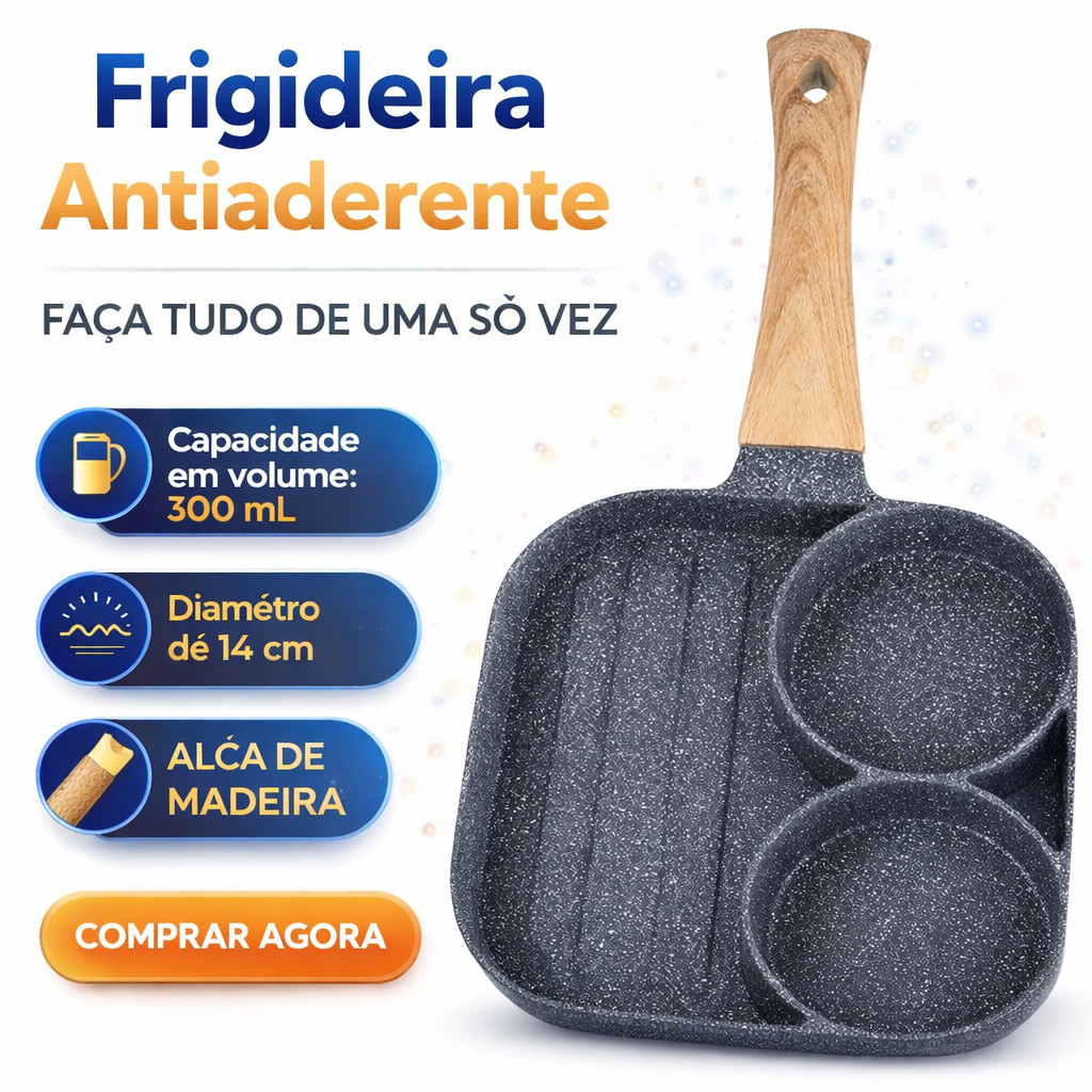 Frigideira Antiaderente 4 Ou 3 Partes Hambúrguer Ovo Carne