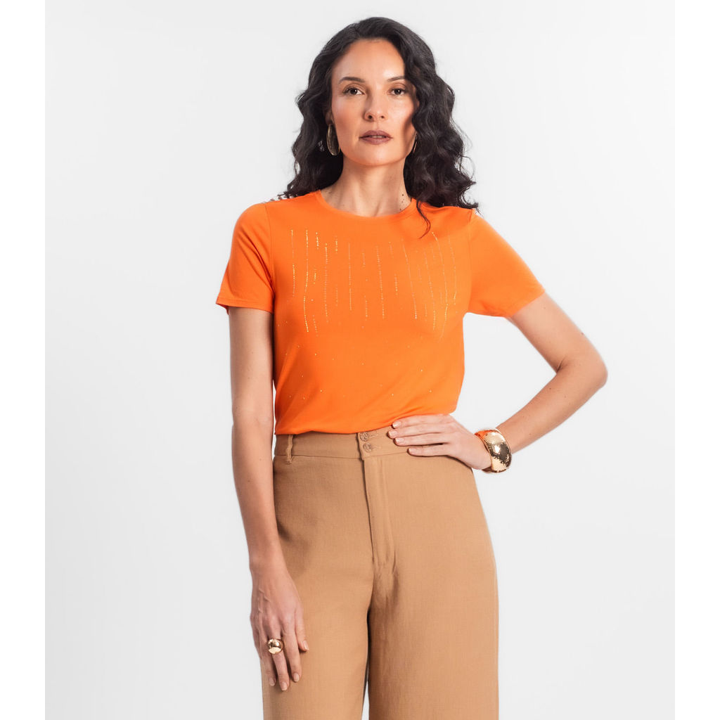 Blusa Feminina Manga Curta Select Laranja