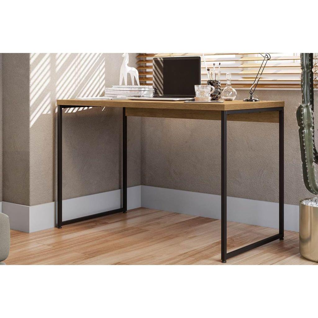 Mesa de Escritório Secretária Industrial LI002 Freijo/Preto - Kappesberg em Oferta na Shopee
