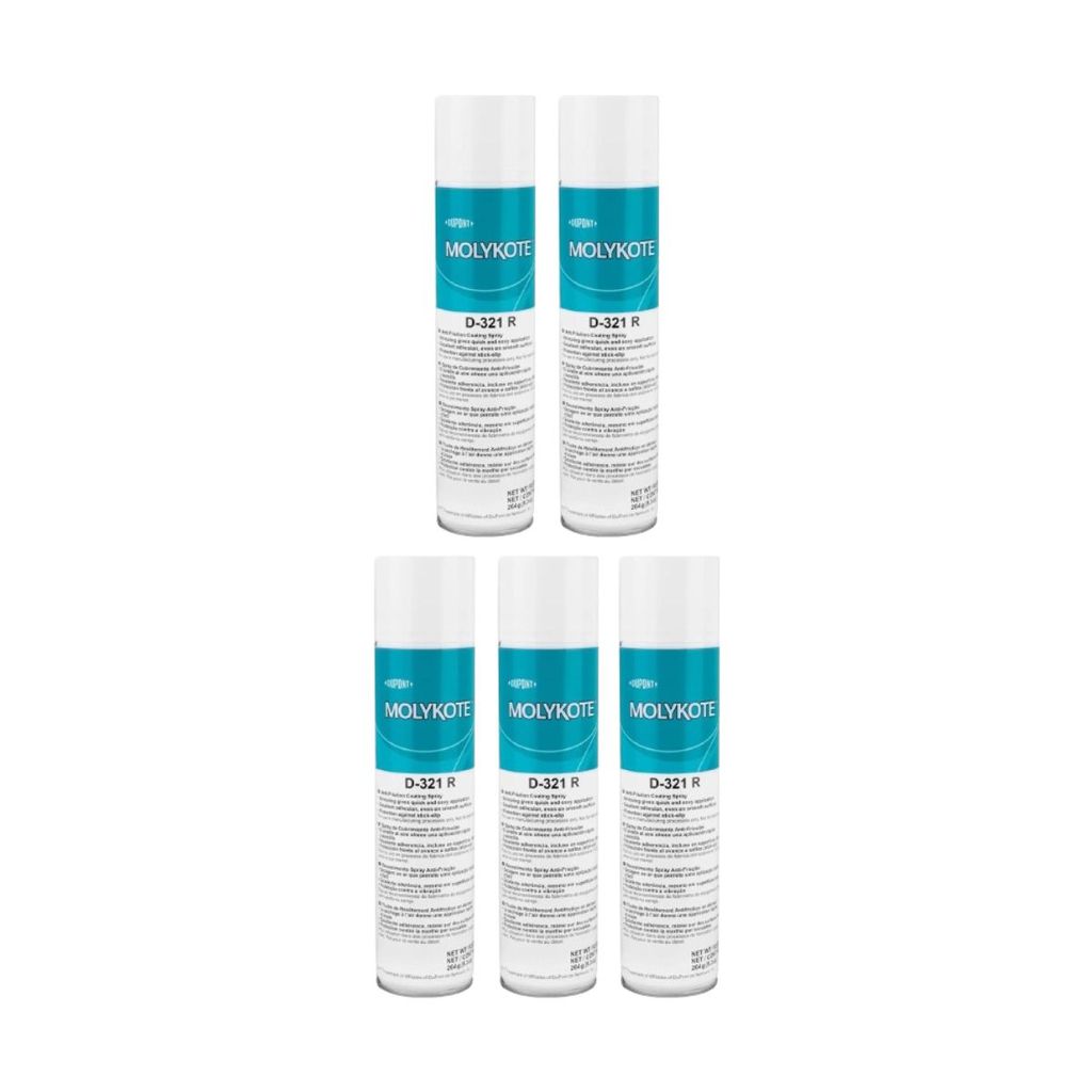 Kit 5 Molykote D-321R Spray Dupont 400Ml Lubrificante Industrial Proteção Contra Desgaste