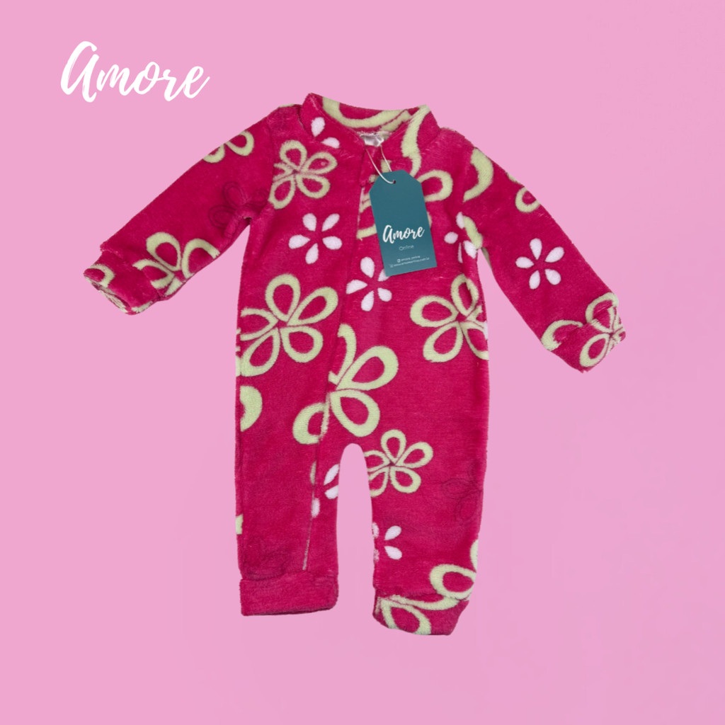 Macacão Bebê Amore Soft com Zíper Flores