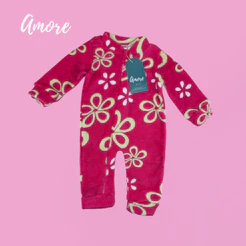 Macacão Bebê Amore Soft com Zíper Flores