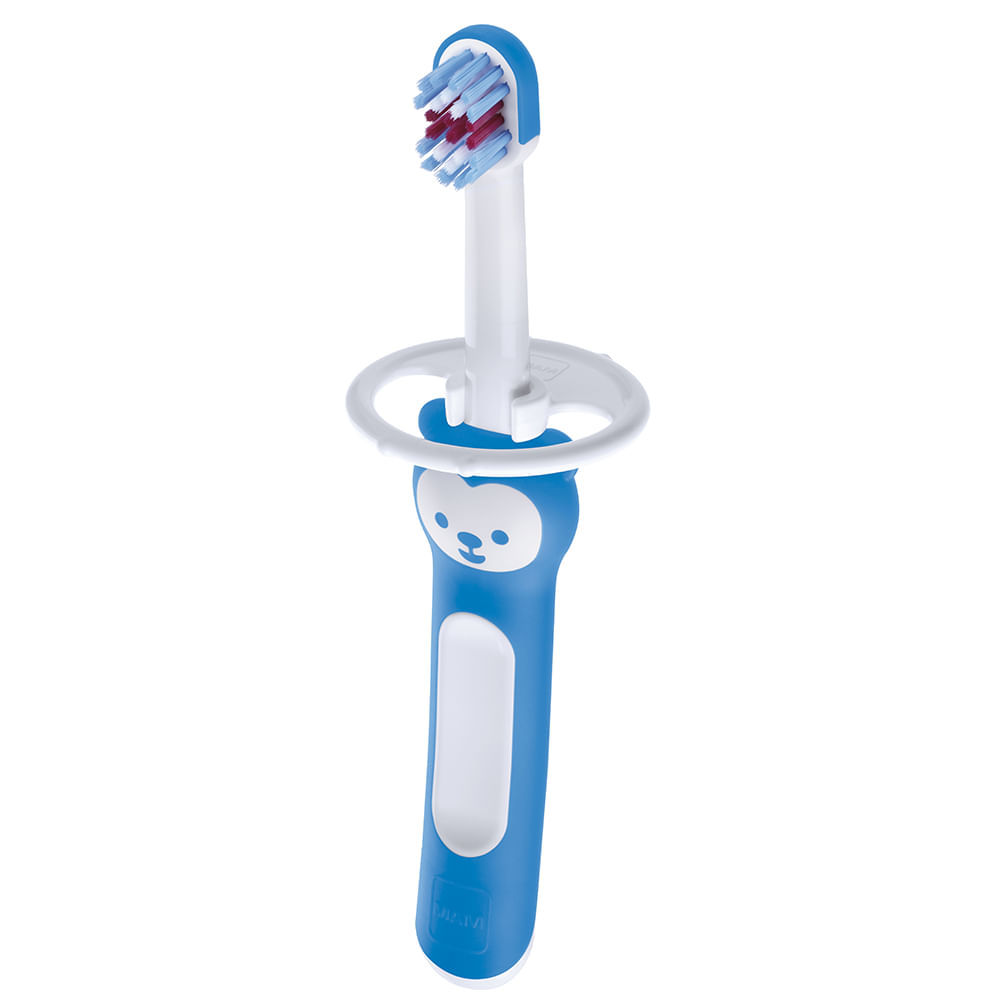 Escova Dental Infantil Mam First Brush 6+ Meses Extra Macia Cores Sortidas Boys 1 Unidade Ref 8113 em Oferta na Shopee