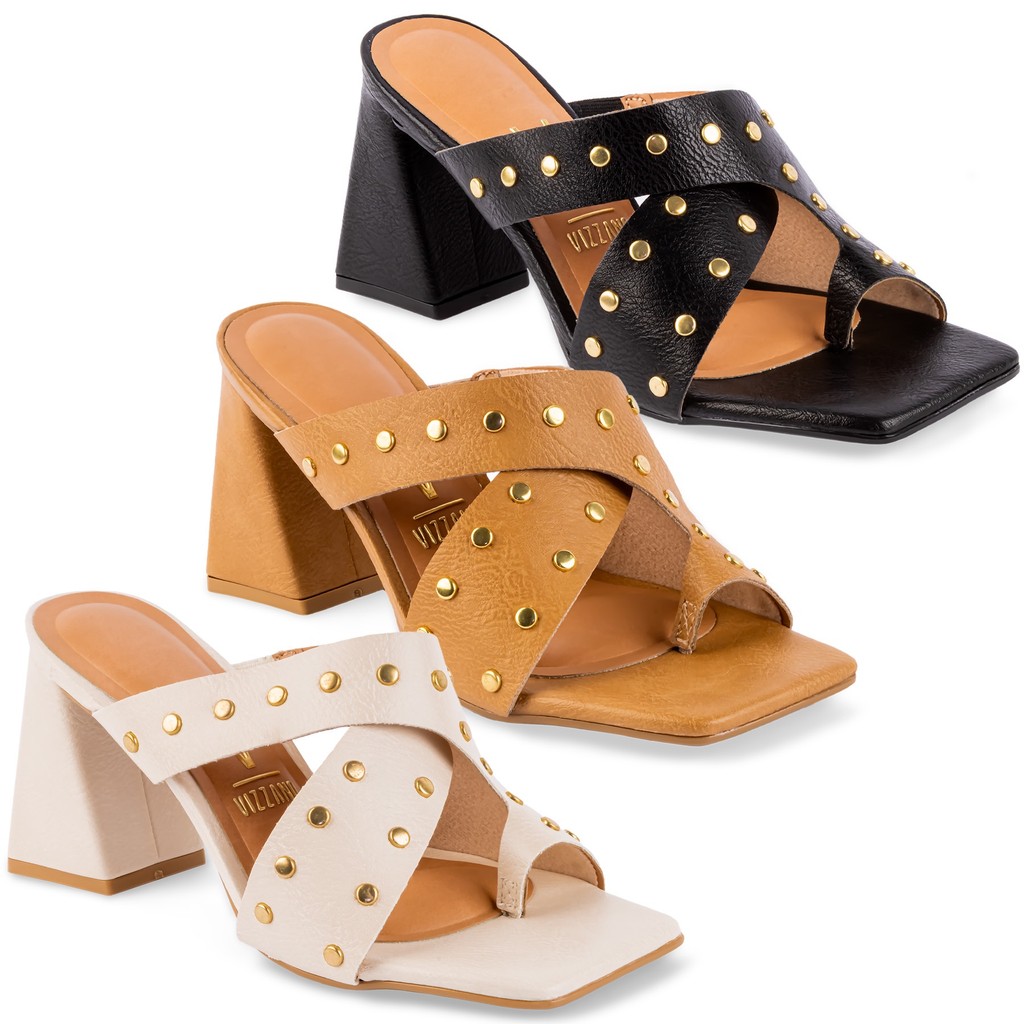 Sandália Vizzano Feminina Salto Grosso Tamanco Original 6464 em Oferta na Shopee