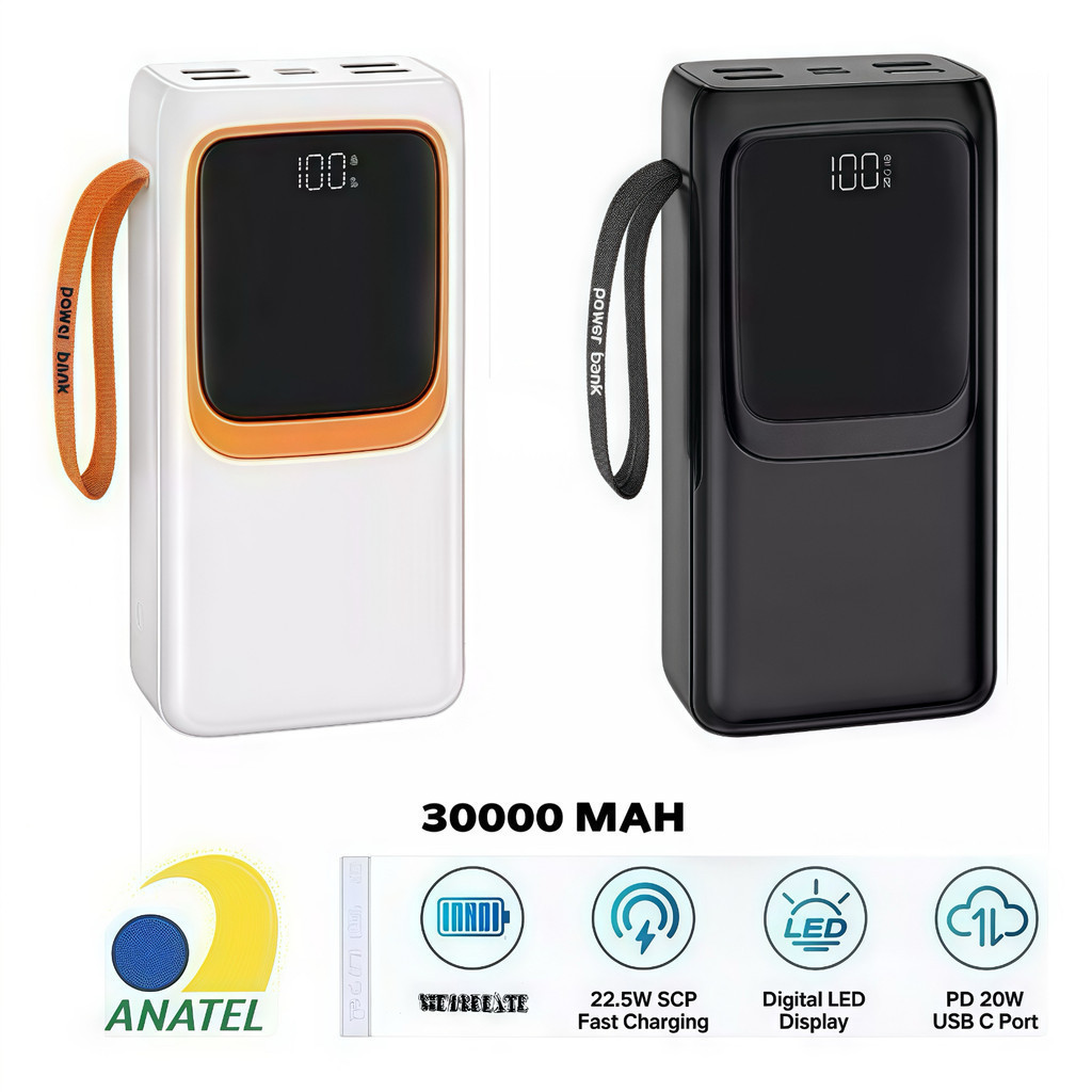 Carregador portátil Power Bank 30000mah PD 66W Carregamento rápido  anjgg