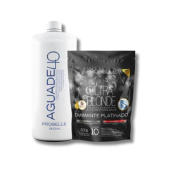 kit Pó Descolorante Platinado Ultra Blond 300g + Água oxigenada Cremosa 40 vol 900ml probelle