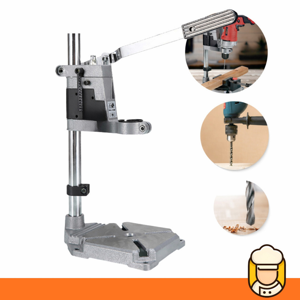 Suporte Furadeira Ajustável Manual Mesa Bancada com Coluna de Aço Inoxidável e Punho Ergonômico