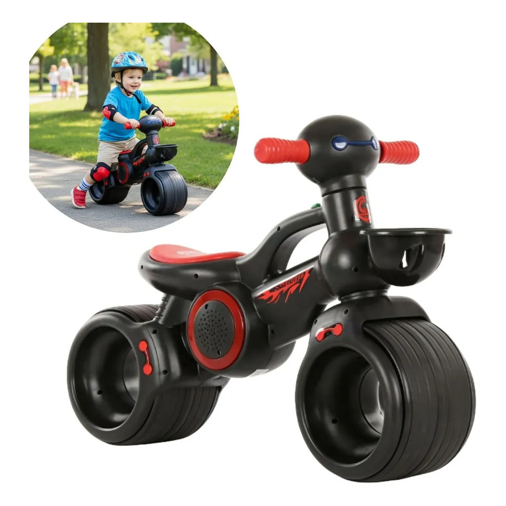 Bicicleta Balance Equilíbrio Infantil Preto Importway Com Som E Luz Ideal Para Crianças A Partir De 2 Anos