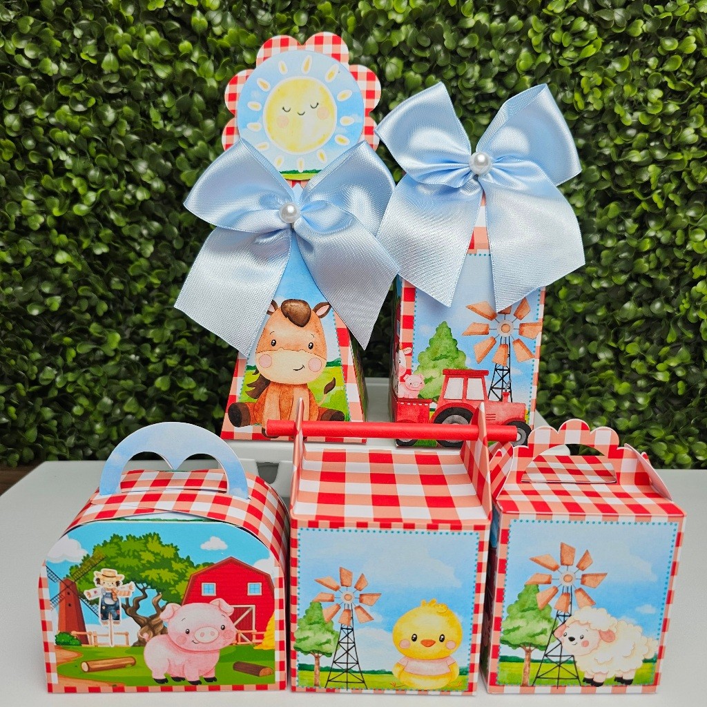 Kit Caixa Montada FAZENDINHA VERMELHA - Personalizados - Festa infantil - Aniversário - Lembrancinha