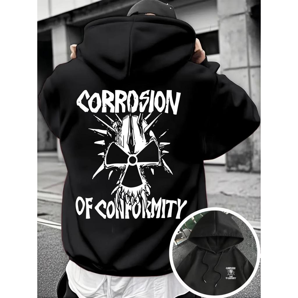 Blusa Casaco Moletom Frio Canguru Bolso Capuz Streetwear Casual Masculino Unissex Estampa Corrosion Nuclear Veneno Moda