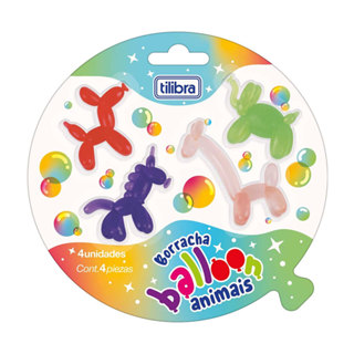 Borracha colorido Balloon Animais com 4 unidades 390691 Tilibra em Oferta na Shopee