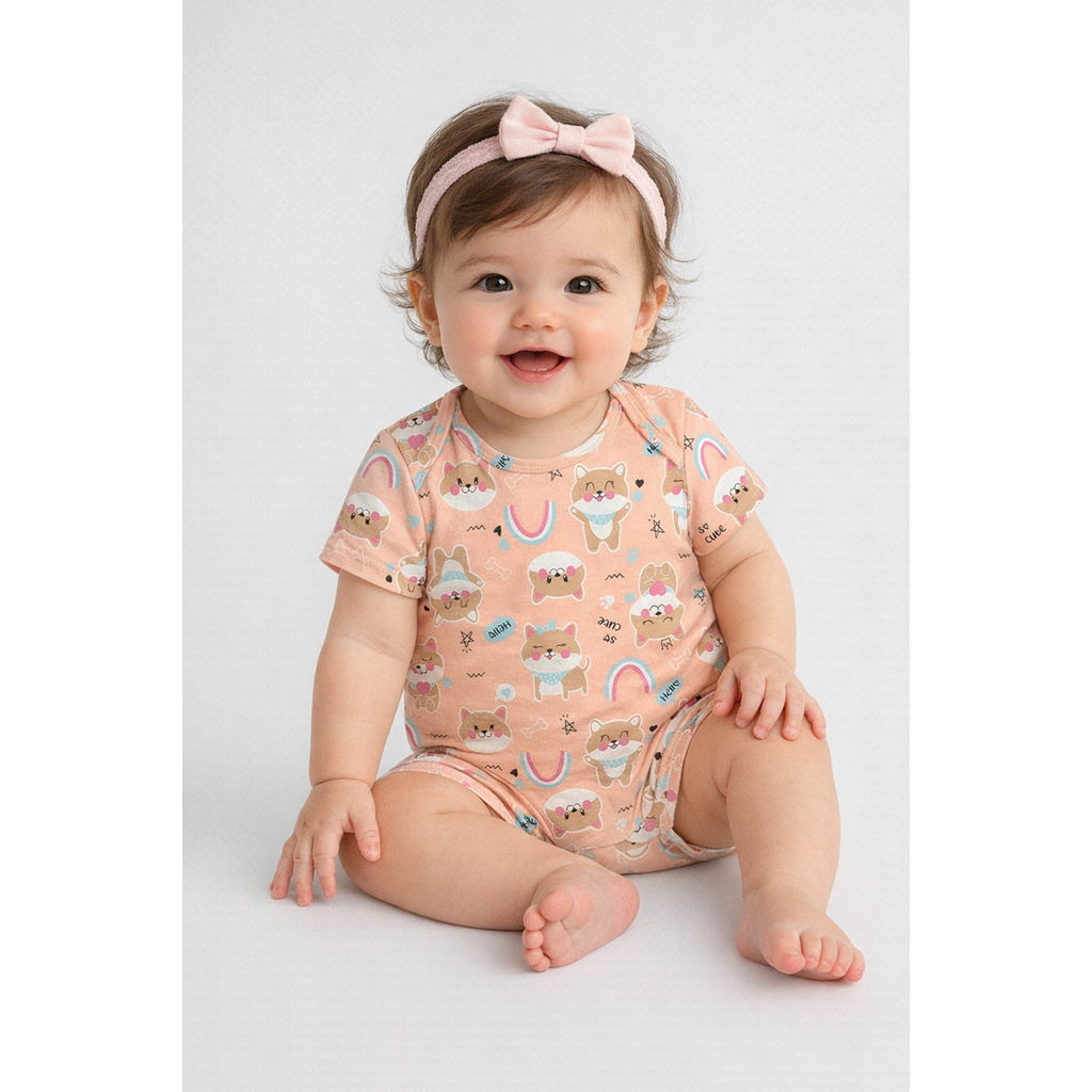 Macacão Bebê Unissex Estampado Elian Laranja em Oferta na Shopee