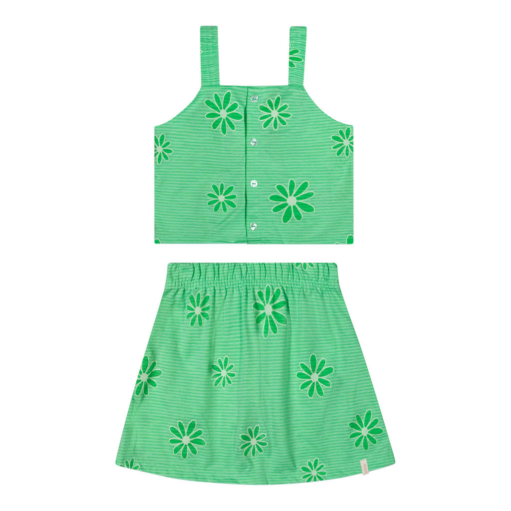 Conjunto Curto Infantil Menina Flor Elian Verde
