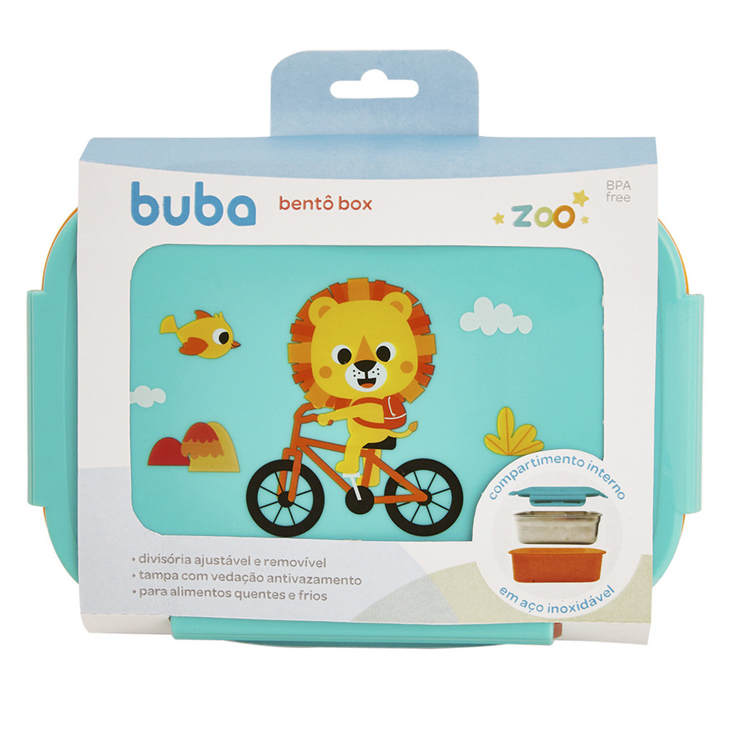 Lancheira Bentô Box com Divisórias Buba Zoo Leão em Oferta na Shopee