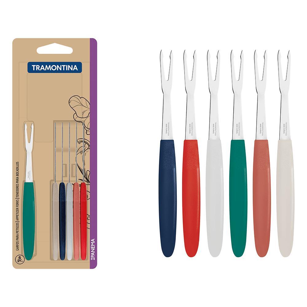 Conjunto de Garfos para Petiscos Tramontina Ipanema 6 Peças Colorido, em Aço Inox e Cabo de Polipropileno - 23399/410 em Oferta na Shopee