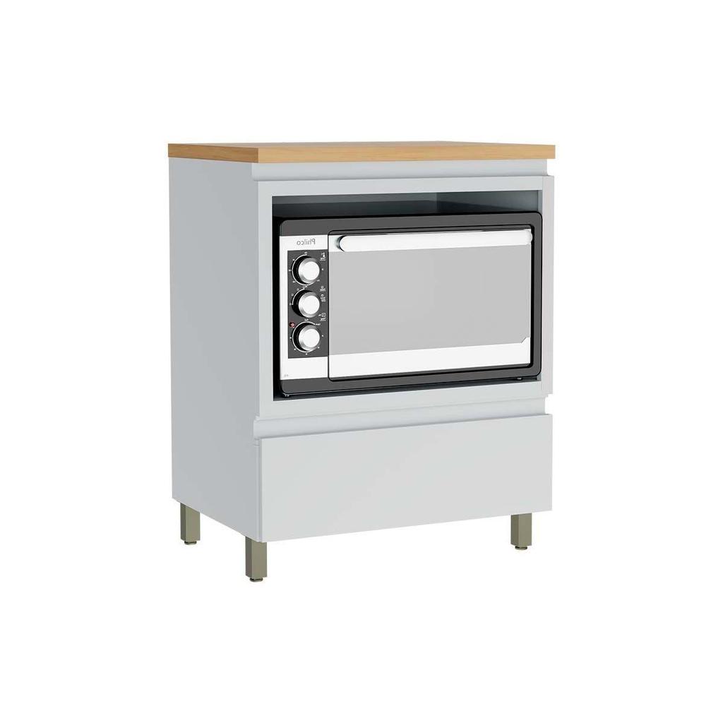 Balcão de Cozinha Rainha p/ Forno 1 Porta c/Tampo 70 cm Branca/Nature - Nesher em Oferta na Shopee