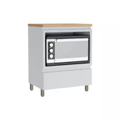 Balcão de Cozinha Rainha p/ Forno 1 Porta c/Tampo 70 cm Branca/Nature - Nesher