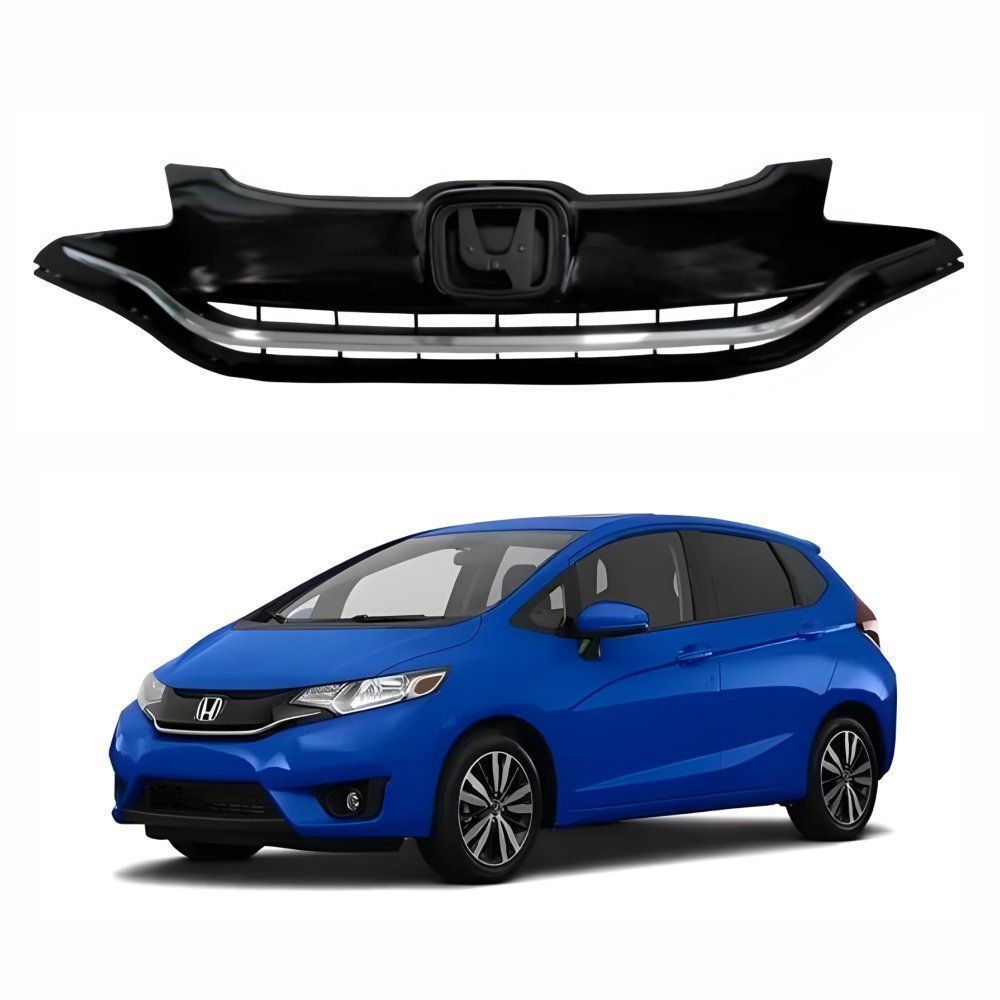 Grade Radiador Honda Fit 2015 Até 2017 Texturizada Com Friso Cromado