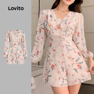 Lovito Macacão Elegante Estilo Resort Com Estampa Floral Para Mulheres Primavera/verão L165ED1532 em Oferta na Shopee