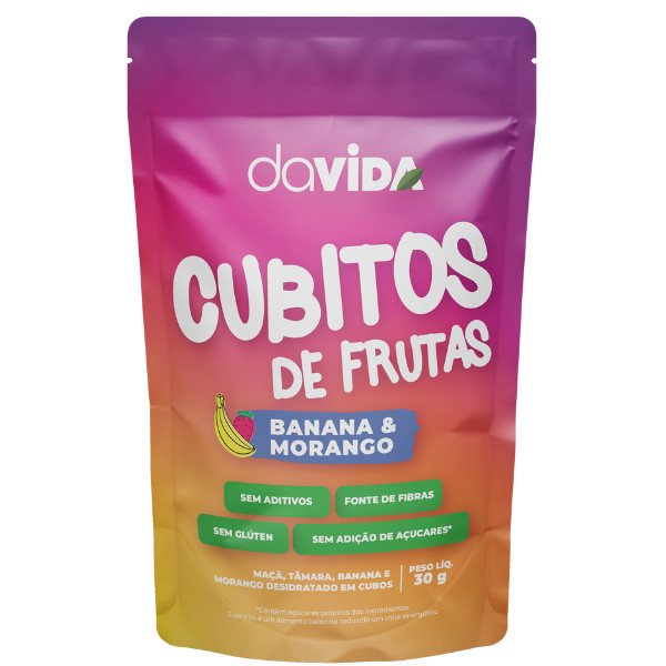 Cubinhos Banana e Morango Davida - 30g em Oferta na Shopee