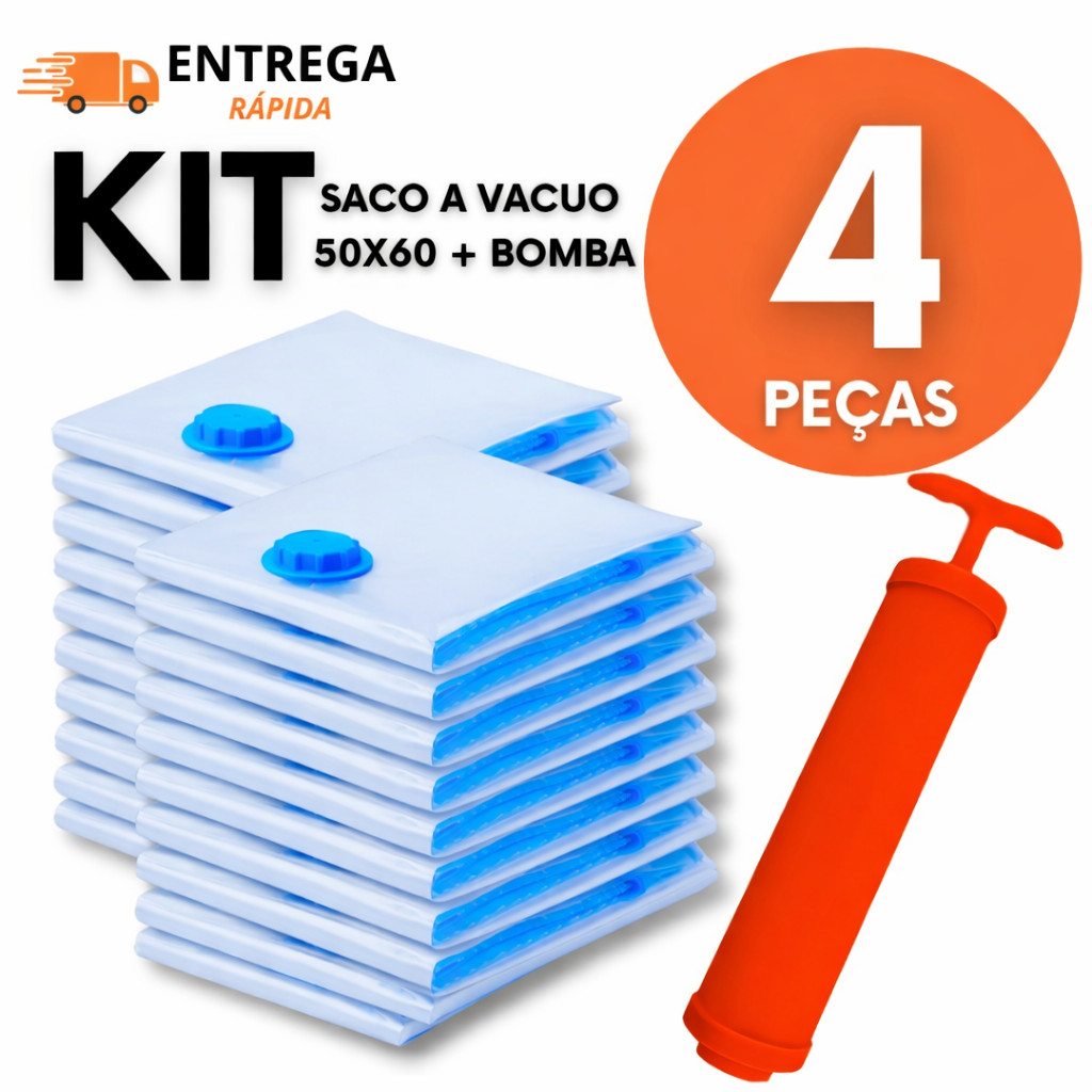 Saco A Vácuo 50x60 Com Bomba Manual Compactador Grande Para Roupas Mala De Viagem Armário Antimofo