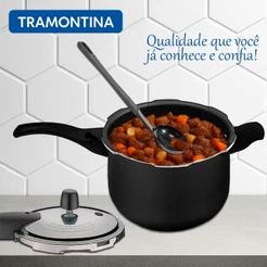 Panela de Pressão 4,5 Litros Tramontina Vancouver Grafite Antiaderente com Concha Preta