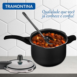 Panela de Pressão 4,5 Litros Tramontina Vancouver Grafite Antiaderente com Concha Preta em Oferta na Shopee