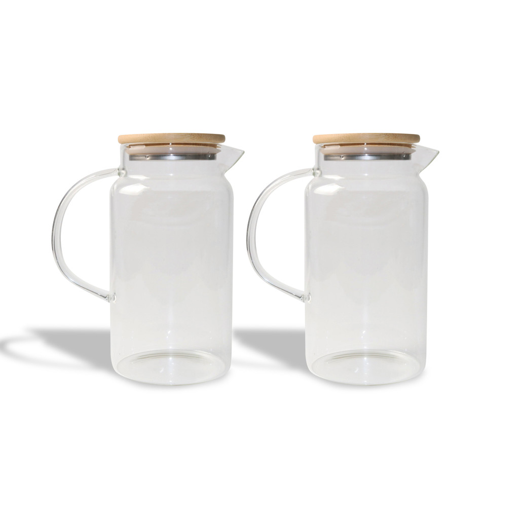 Kit Jarras de Vidro com Tampa de Bambu 1,2l Oikos - 2 Peças em Oferta na Shopee