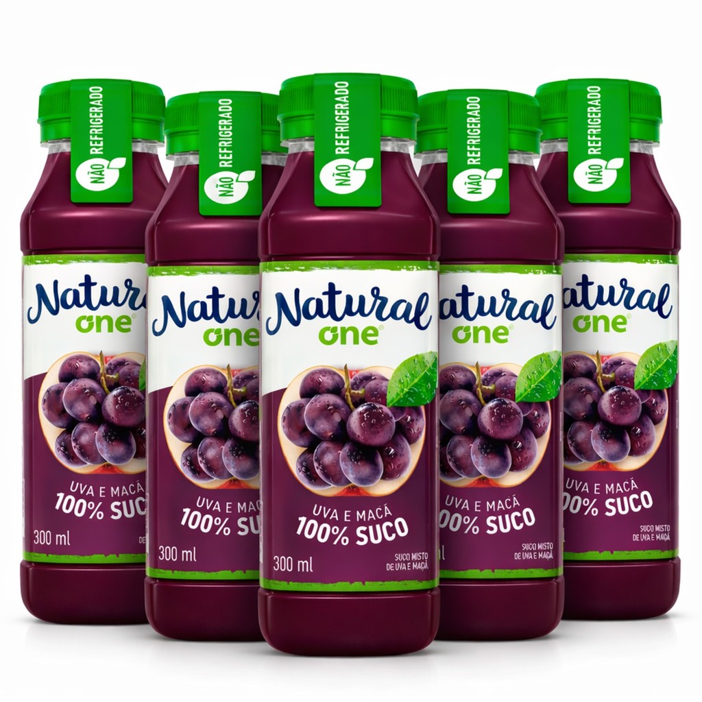 Kit 6 Suco de Uva e Maçã NATURAL ONE Ambiente 300ml