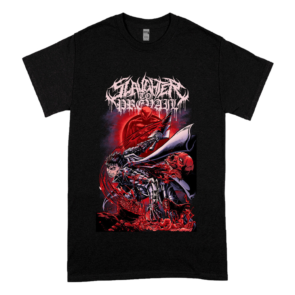 Camiseta Unissex Oversized Plus Size Feminina Masculina Estampa Berserk Guts Slaughter to Prevail  Streetwear Death 