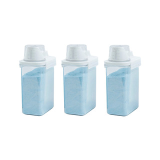 Kit de 3 porta sabão em pó 1,8L com copo dosador e travas de lavanderia - Oikos