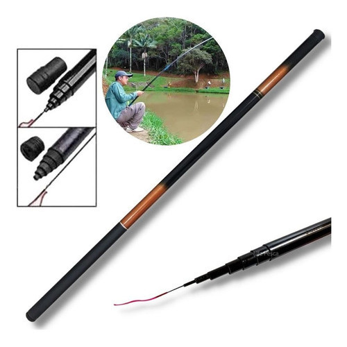 Vara De Pesca Telescópica Retrátil 3,00 Metros 40 % Carbono
