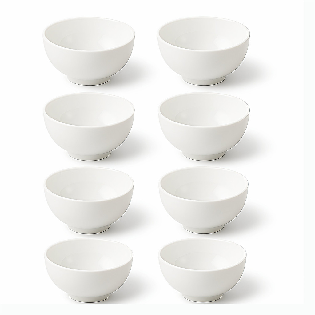Kit 8 Tigelas Cumbuca Bowl Melamina 400 ml Açaí Caldos Sorvete Sobremesas Cozinha Branca