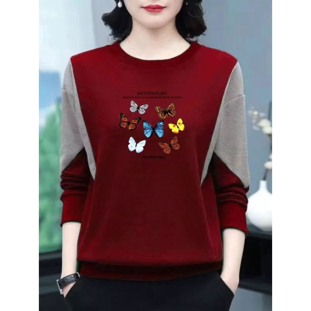 Camiseta de manga comprida de algodão puro feminina primavera outono 2026 novo estilo elegante estilo ocidental redução 