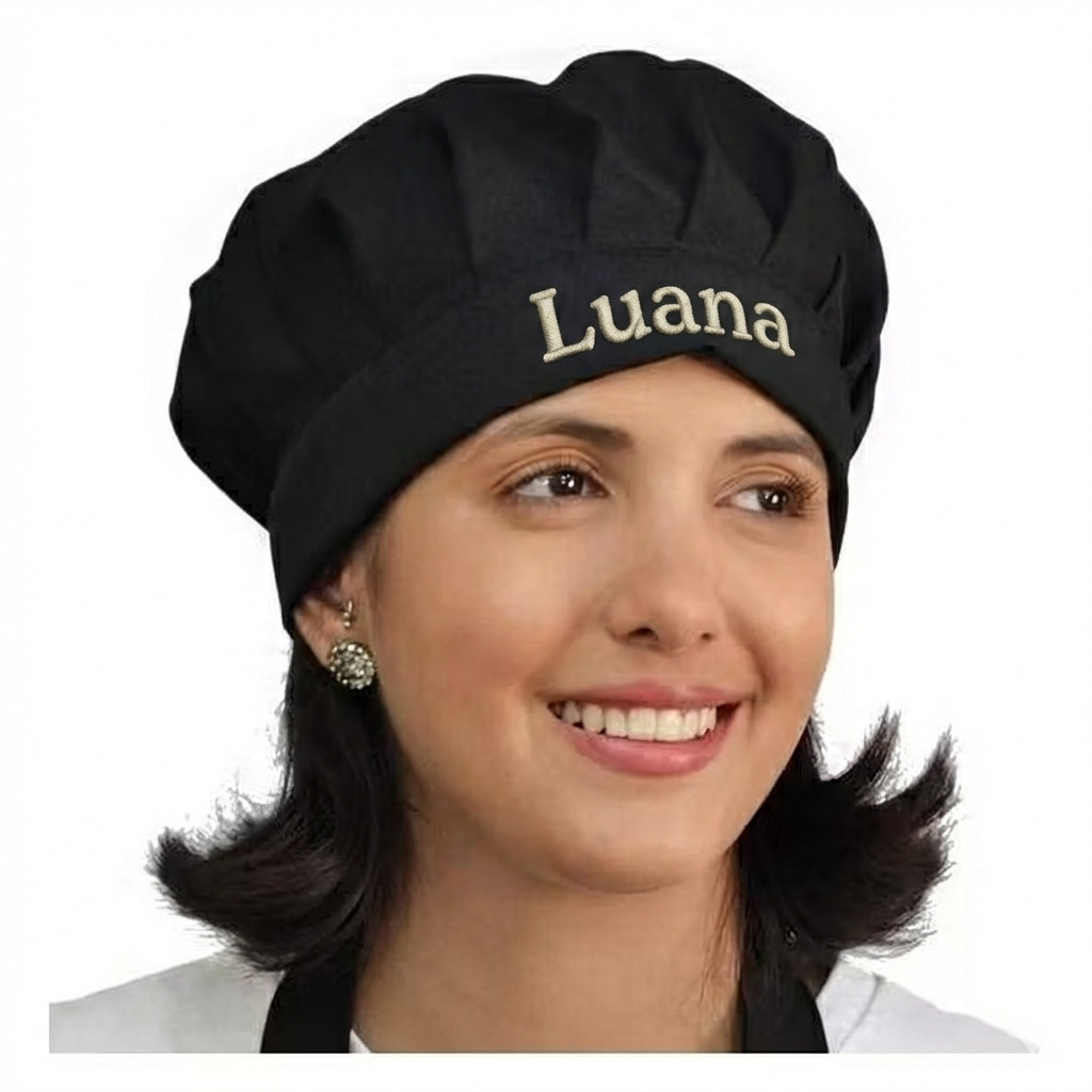 Chapéu de Cozinheiro Personalizado com Nome Bordado Produto Profissional