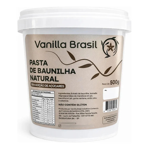 Pasta de Baunilha Natural SEM AÇÚCAR Gourmet Culinária Confeitaria Doceria Vanilla Brasil 500gr
