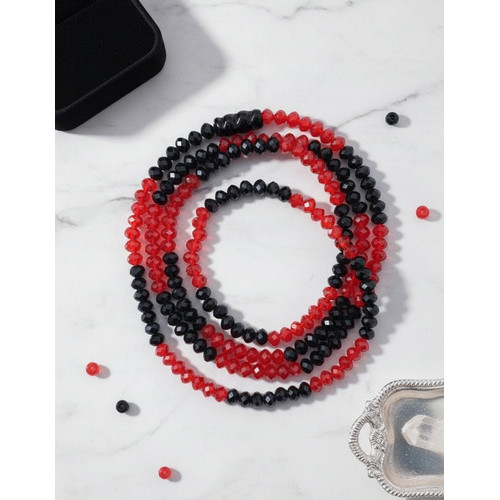 Fio De Conta Exú Pomba Gira 60 Cm Cristal 8mm 2 Unidades Vermelho E Preto